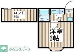 王子ハイツ 1Kの間取図画像