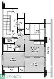 ビレッジハウスなかのめ1号棟 3DKの間取図画像