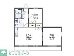 レオパレスゴールドレジデンス城北C 2LDKの間取図画像