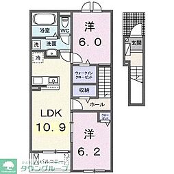 ココル 2LDKの間取図画像