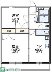 レオパレスゴールドレジデンス城北C 2DKの間取図画像