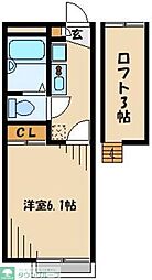 レオパレス山崎85 1Kの間取図画像