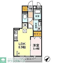 メテオール 1LDKの間取図画像