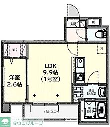 KLEIS北上尾 1LDKの間取図画像