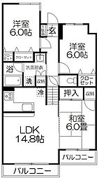 第二グリーンパーク 3LDKの間取図画像