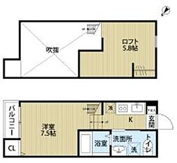 Oak ワンルームの間取図画像