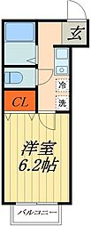 メゾン希A 1Kの間取図画像