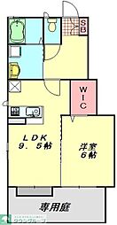 イナリコーポ5 1LDKの間取図画像