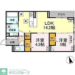 D-PRECIOUS武蔵野 101 1階2LDKの間取り