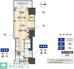 ZOOM信濃町 1LDKの間取図画像