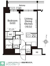 フレンシア高円寺北 2階1LDKの間取り
