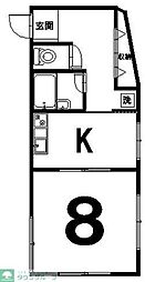 ハイツアルプス 1階1Kの間取り