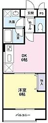 プレミール松庵 1階1DKの間取り