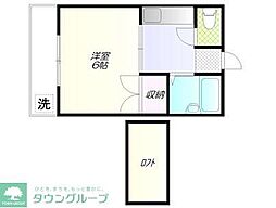 第二山崎ハイツ 1Kの間取図画像