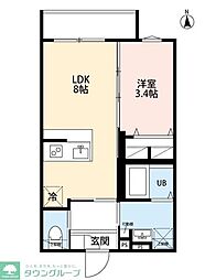 練馬区中村南1丁目アパート 1LDKの間取図画像