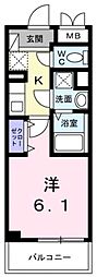 西武新宿線 新井薬師前駅 徒歩4分の賃貸マンション 2階1Kの間取り