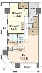 リビオ海浜幕張ラヴィアンコート 2LDKの間取図画像