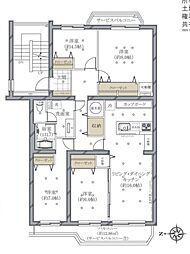 フドウ西船橋ハイツ1号棟 4LDKの間取図画像