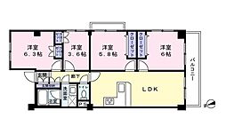 船橋ファミリータウン2号棟 4LDKの間取図画像