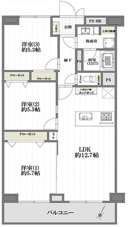 3LDK 間取り