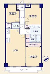 ダイアパレス津田沼2 3LDKの間取図画像