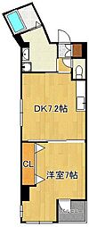 アルバース三萩野 1DKの間取図画像