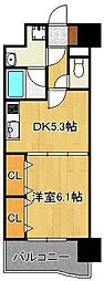 ニューシティアパートメンツ南小倉2 1DKの間取図画像