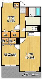 ラディア霧丘 2LDKの間取図画像