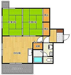 霧ヶ丘芙陽グランドマンション 2DKの間取図画像