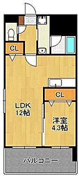 アヴァンセ片野グランデ 1LDKの間取図画像