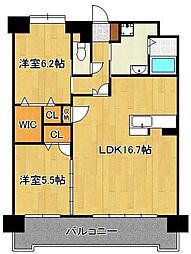 グランヒルズ三萩野 2LDKの間取図画像