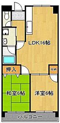 グリーンハイツ足立 2LDKの間取図画像