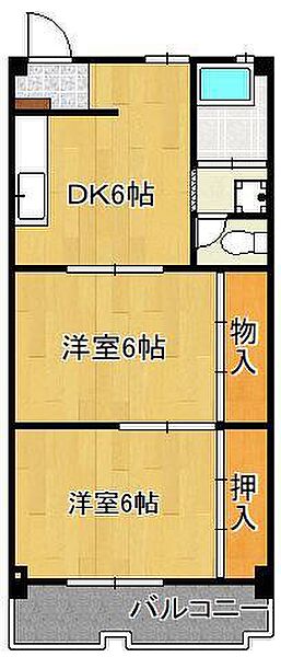 渡辺興産ビル ｜福岡県北九州市小倉北区黄金2丁目(賃貸マンション2K・5階・40.04㎡)の写真 その2