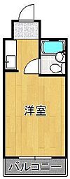 黄金町スカイマンション ワンルームの間取図画像