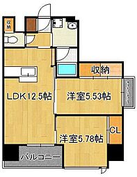 ウイングス城野駅前 2LDKの間取図画像