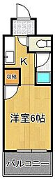 メイプル神岳 1Kの間取図画像