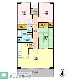 ルーチェ緑が丘A 3階3LDKの間取り