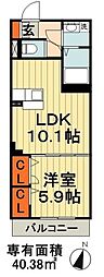 コルテカノンＡ・Ｂ 3階1LDKの間取り