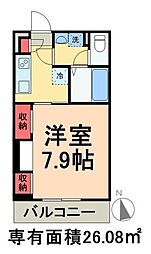 リブリ・東葛西 3階1Kの間取り