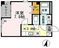 プロムナドゥ瑞江 2階1Kの間取り