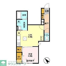 オリーブ津田沼 1階1LDKの間取り