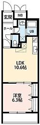 ミリアビタNO.35 1階1LDKの間取り