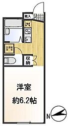 ロイヤルパーク一番館 1階ワンルームの間取り