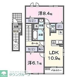 ジャスミン 2階2LDKの間取り