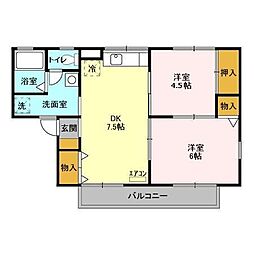 シャルム蘇我 2DKの間取図画像