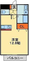 ブライトコート 1階1Kの間取り