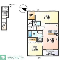 スカイブルームナツミ（Sky bloom Natsumi） 2階2LDKの間取り