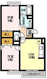マースピア 1階2LDKの間取り