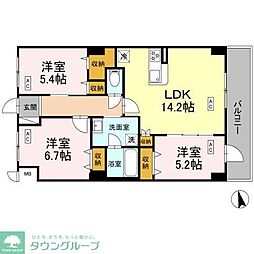カスタリア西船橋II 5階3LDKの間取り