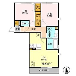 ファミールハイムB 2LDKの間取図画像